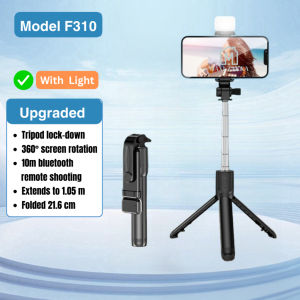 🇸🇬 Ready Stock 360° Rotating Bluetooth Selfie Stick Tripod w/ Fill Light 1.7m Telescopic & Remote