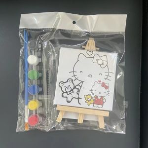 [LECRAFTY] DIY Canvas Painting Set 10x10cm Canvas Board Children Cute Cartoon Drawing Art Colour