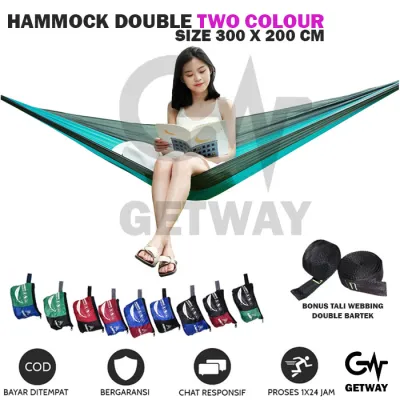 Hammock Double Size 300x200 cm Full Bartex - Ayunan Gantung Dewasa Besar BISA COD - Hamock Murah Tebal - Kasur Tempat Tidur Gantung Camping Outdoor - hamok - hemok - hanmock - Hamuk - Hammuk - hamock jumbo size