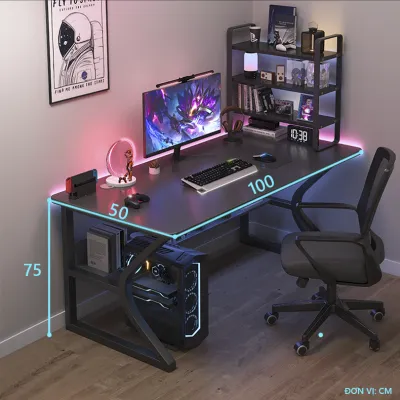 Bàn gaming chữ K bàn làm việc thiết kế tích hợp kệ sách đa năng thương hiệu LAROT - GM67