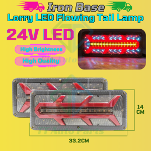 Lampu Belakang Modify 24V LED Light Universal Tail Lamp Besi Flowing Signal Reverse Brake Lori Treler Trak 1 SET
