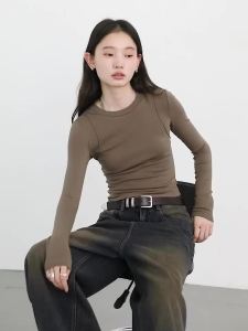 CHIC VEN Women T-Shirts Solid New Basic Heating Cashmere Round Neck Woman Tees Slim Fit Female Tops Spring Autumn 20262026