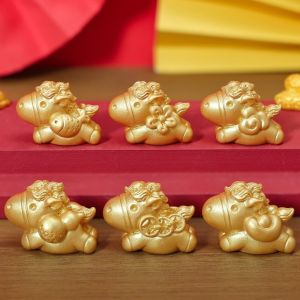 BEAUTY FINGER DIY Decorations Zodiac Horse Decorations Resin Material Golden Color Resin Craft Ornaments Lucky Charm Miniature Size Miniature Decorations Home Decor