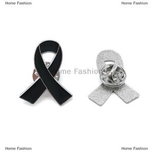 [COD] Home Fashion Black Ribbon Alloy Oil Dripping Brooches For Women Lapel Pin Fashion Jewelry Suit Clothing Accessories Gift