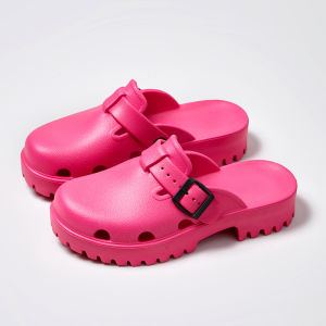 [Free Shipping] New nurse laboratory slippers thick-soled closed-toe sandals for female students and doctors high-heeled platform shoes for outdoor wear