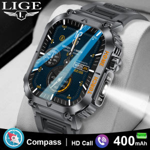 LIGE 2024 IPS HD Screen 400 mAh Big Battery Smart Watch Men and Woman Bluetooth Call 3ATM Waterproof Heart Rate Monitor Flash Light Lamp Sport Watch