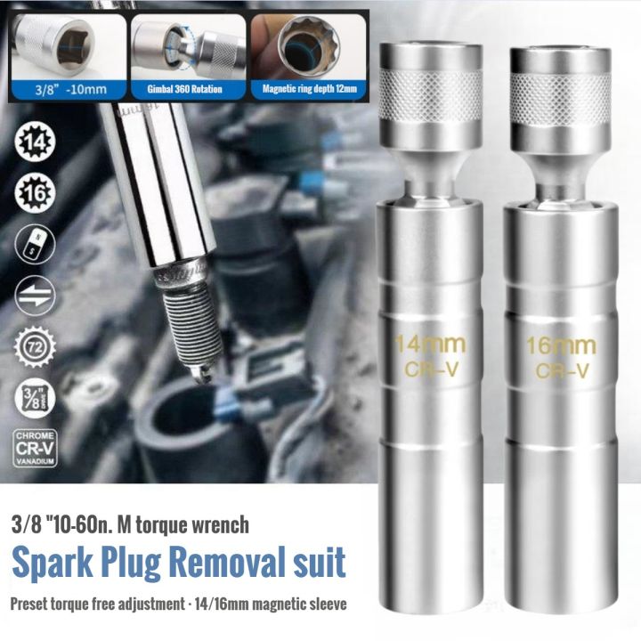 Magnetic Thin Wall Spark Plug Socket – 14mm, 3/8" Drive, 305mm Long (Chrome Vanadium)