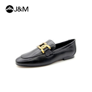 Joy&Mario รองเท้าโลฟเฟอร์หนังสีดำแบบสวมสำหรับผู้หญิง รองเท้าทำงาน