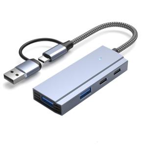 USB3.0 and Type C Two Port Hubs Multiple USB Adapter for Fast Data Transfer and Phone Tablets Charging