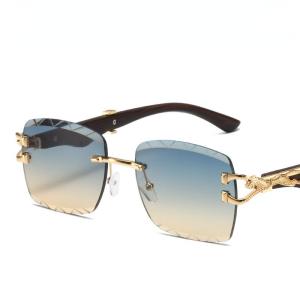 JN IMPRESSION New Fashion Cut Edge Wave Square Frame Glasses Personality Leopard Head Decorative Sunglasses for Women