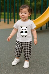 NATALIA - SETELAN ANAK SERLI LUCKY PANDA TERBARU / SETELAN ANAK PANDA TARTAN 1-3 TAHUN
