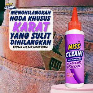 "Miss Clean Penghilang Noda Karat pada Pakaian Baju dan Celana - Solusi Ampuh untuk Menghilangkan Noda Membandel Aman untuk Semua Jenis Kain dan Dapat Digunakan Secara Praktis - Produk Terlaris di Marketplace!"