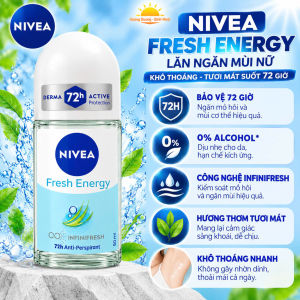 Lăn Khử Mùi Nữ Nivea Tươi Mát Sức Sống (Fresh Energy) 50ml – Ngăn Mùi 72H Công Nghệ Infinifresh Kiểm Soát Mồ Hôi
