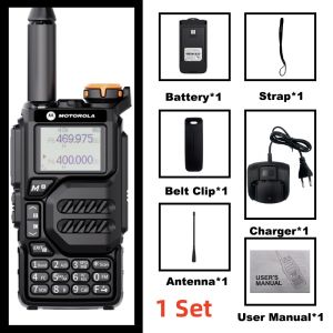 K Headset HT Motorola X8 two way radio Walkie talkie jarak jauh 20KM Daya Tinggi 10W 200 Saluran Radio FM portabel Walkie-Talkie frekuensi penerbangan berkapasitas tinggi 5500mAh LED Type-C IP54 Tahan air tahan debu Cocok untuk luar ruangan/hotel