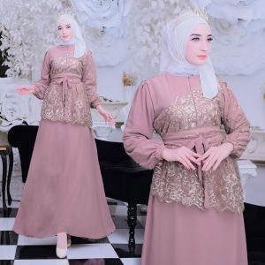 Maxi dress shiren gamis brukat tille busui seragam keluarga