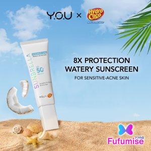 YOU X Hydro Coco Sunbrella Intensive Care Watery Sunscreen SPF 50+ PA++++ 30ml | Sunscreen | Suitable For Sensitive & Acne Skin | SymWhite | FUFUMISE