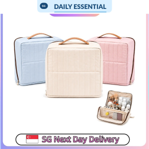 【DAILY ESSENTIAL】 Travel Makeup Organiser Bag - Upright or Green Polka Dot Style