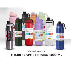 Botol Minum Termos Stainless Steel TUMBLER SPORT JUMBO 1000ML Tahan Air Panas dan Air Dingin Hangat