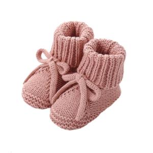 Adjustable Bowknot Tie Cotton Booties For Infants Breathable Knit Construction Slip Resistant Bottom Design Cosy Shoes