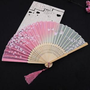 REGISTR Elegant Multi-pattern Summer Gift Vintage Style Bamboo Wooden Colorful Dance Hand Fan Folding Fan Fan Crafts Home Decoration