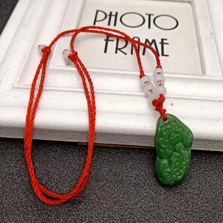 1pc Unique Fashionable Red Braided Rope Faux Jade Green Buddha Pendant  Necklace, Suitable As Gift For Women | SHEIN USA