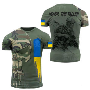 [Local Stock] VCC Ukrainian Flag Graphic T Shirt for Men Clothing UA Ukraine Camouflage T-Shirt 3D Skull Printed Ukrain Totem Short Sleeve Tshirt