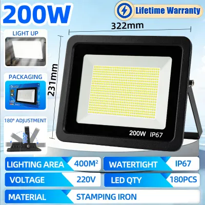 KKSKY สปอร์ตไลท์ led 220v ไฟสปอร์ตไลท์ 10w 30w 50w 150w 200w 300w ไฟกลางแจ้ง Flood Light Saving ตกแต่งสวน ขนาด IP66 Waterproof