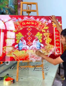 Tranh cửu huyền thất tổ tranh phòng thờ tổ tiên Tranh treo tường phòng thờ nhà có hương tổ tráng gương TQC12