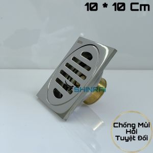 ( 10 * 10 Cm TS002 - Mặt Kẻ Đáy Đồng Lò Xo ) Ga Thoát Sàn Thu Sàn Phễu Thoát Nước Nhà Tắm SHINRAI Chống Mùi Hôi