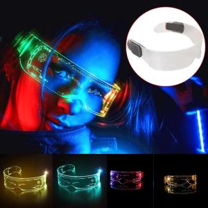 Tiktok Luminous Glasses LED Visor Glasses Futuristic Style LED Neon Glasses Electronic Colorful Luminous Glasses for Cosplay Halloween Bar Club Party Concert Live