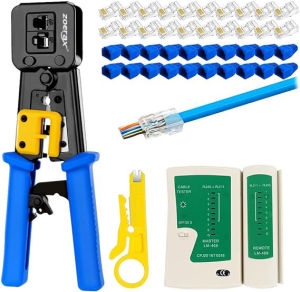 NetCraft RJ45 Crimping Tool for Passthrough RJ45 Connector Ergonomic Network Cable Crimping Kit for Home Office Data Center