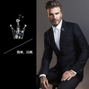 1Pc New Korean Version Crown Design Blue White Black Red Green Rhinestone Brooch Mens Business Suit Accessories