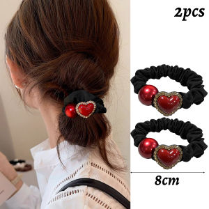 X.z. MOONLIGH Anchor ผมสีแดงยืดหยุ่นรูปหัวใจน่ารักมีสไตล์เพิ่มสีสันเพื่อสวมใส่ง่ายเหมาะสำหรับใช้ในทุกวัน