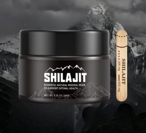 Shilajit Pure Resin Natural Wild Harvested From Siberian Altai Mountains 50G Addressing Chronic Fatigue & Relieve Stress & Improve & Metabolism & Enhance Immunity Comes With Mixing Rod