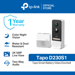 TP-Link Official Store | Tapo D230S1 | 2K 5MP Tapo Video Doorbell Kit Battery Video Doorbell with WiFi IP Security Smart Cctv Camera Connect to Cellphone with Mic and Speaker