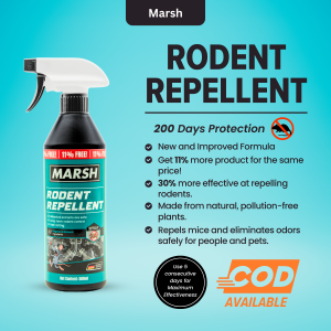 Marsh Rat Mouse Repellent Killer Spray Smells and Run Uses Multi Area Household Car Engine Motor Office Pipe 500ml