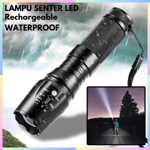 FAST DELIVERY TaffLED Senter Super Terang Jarak Jauh LED Waterproof 3000 Lumens Baterai+Charger+Box