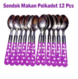 Sendok Polkadot  / Sendok makan Motif Polkadot Tebal 12 pcs