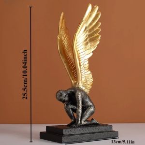 Angel Wings Model Statue Golden Silver Resin Creative Modern Abstract Sculpture Home Decor Living Room Decoration Office Decoration
