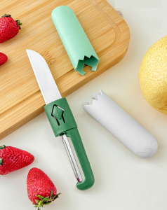 Dao bào gọt rau củ 2 đầu 2in1 nút nhấn màu sắc trang nhã mang đi du lịch tiện lợi