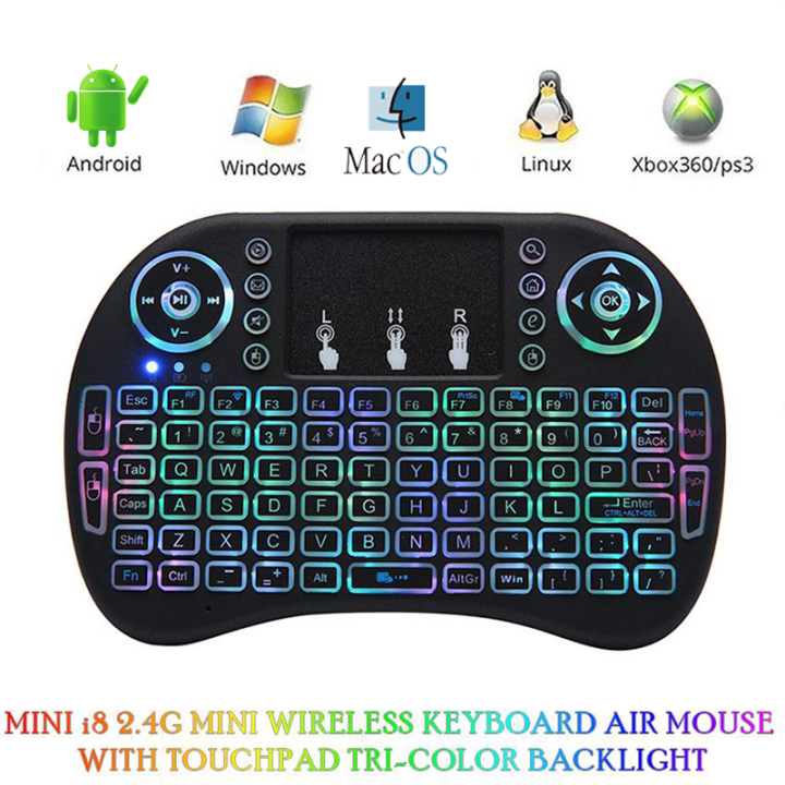 i8 wireless mini keyboard for mxq pro tv box 3-color backlight mxq