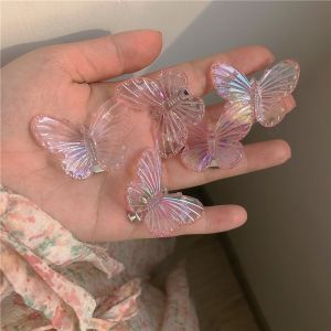 🔥🔥Roman Holiday Transparent Butterfly Hairpin Colorful Butterfly Hair Clip For Women Girls Sweet Elegant Duckbill Clips Side Bang Clip Hair Accessories