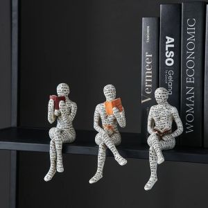 FDYRU Durable Exquisite Resin Crafts Bedroom Living Room Decor Home Decoration Wedding Gift Mummy Statues Reading Woman Figurine Humanoid Sculptures Bookshelf Ornaments