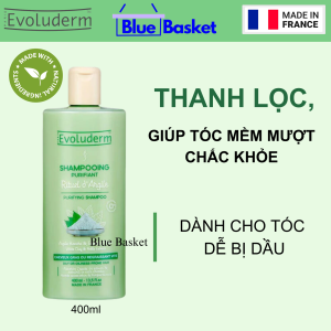 Dầu Gội Dành Cho Tóc Dầu Evoluderm Pháp 400ml Chiết Xuất Đất Sét Trắng Và Cây Tầm Ma