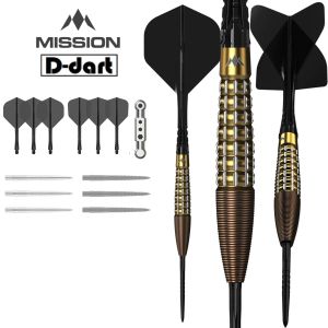 MISSION STEEL TIP DART - 21G/23G Rhodon Black PVD AND GOLD Electro Darts Steel Tip 95% Tungsten