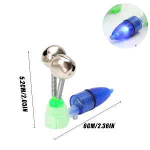 Fishing Bite Alarm Double Bell with LED Glow Light Highly Sensitive Dual Spring Indicator for Night Fishing Rod Tip Clip Alert