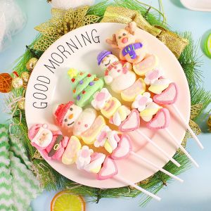 30PCS Christmas Candy Box for Kids - Cartoon Skewered Marshmallows & Themed Lollipops & Fluffy Puffs Snacks Christmas Gift