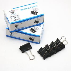 12pcs Binder clip Fold Back Clip Metal black carton pack School office supplies