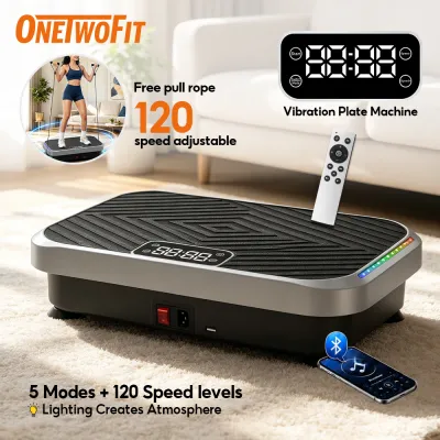 OneTwoFit Vibration Plate Exercise Machine 120 Levels With Colorful LED lights Shaking Slimming Fitness Machine