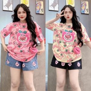 #COD Korean Terno For Women Cartoon Alphabet Stripes Top+Shorts Casual Outfit For Women Suitable for S-XL